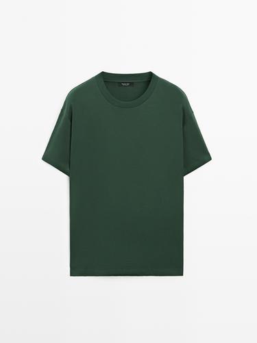 Zara 100% cotton medium weight T-shirt - Bottle green