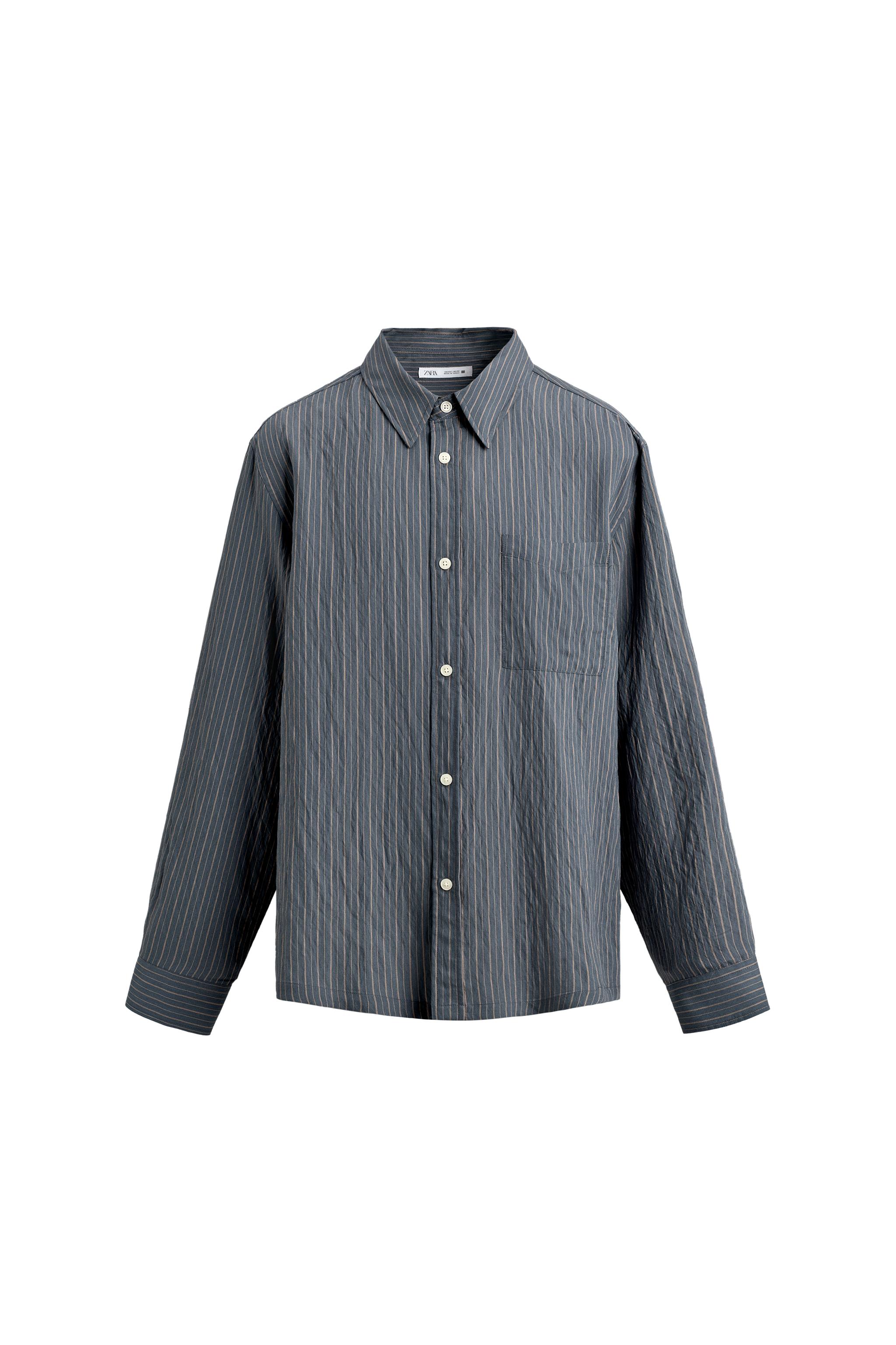 ストライプ柄フルイドシャツ - ウォッシュブルー | ZARA Japan / 日本