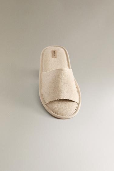LINEN SLIDE SLIPPERS - Beige by Zara - Image 5