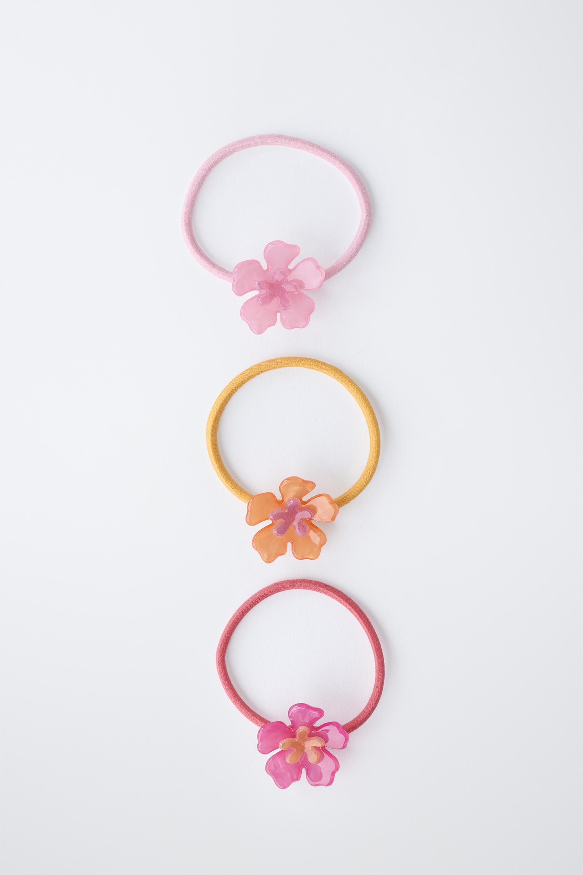 LOT DE TROIS CHOUCHOUS FLEUR HIBISCUS