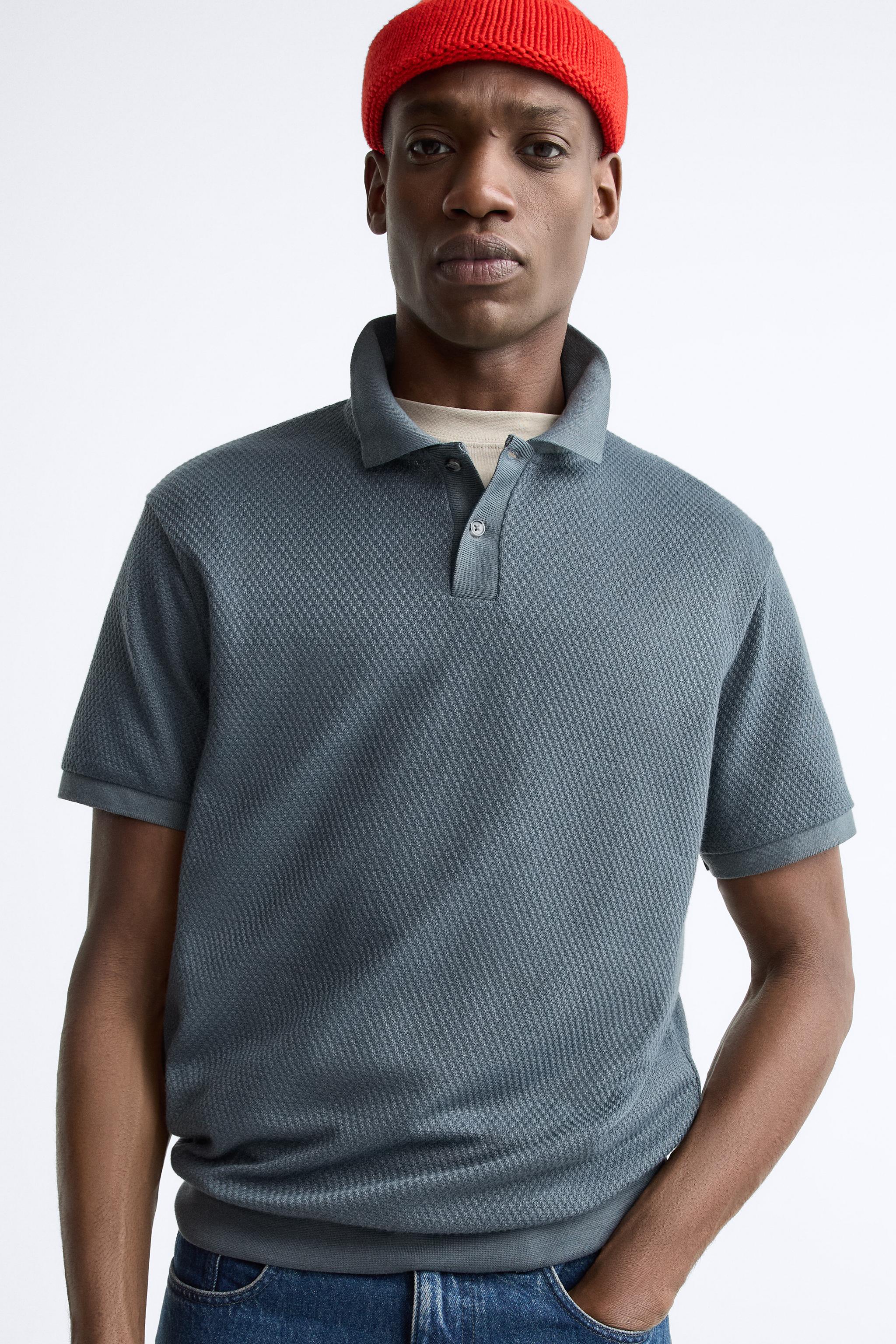 TEXTURED POLO - Blue / Gray | ZARA United States