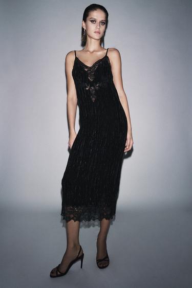 VESTIDO LENCERO TERCIOPELO ZW COLLECTION - Negro de Zara