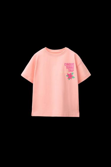 CAMISETA ESTAMPADO PLAYA - Rosado de Zara - Imagen 0