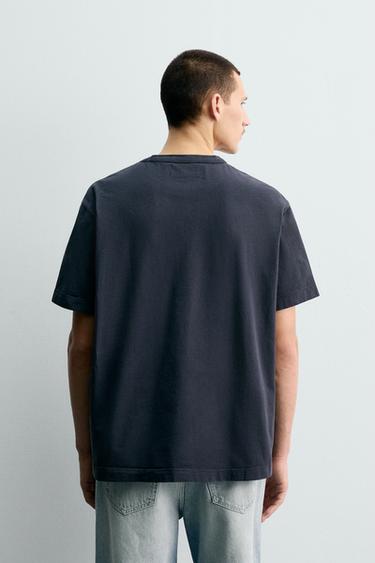 T-SHIRT COUPE DÉCONTRACTÉE RIB - Bleu marine foncé de Zara - Image 2
