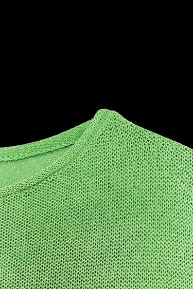 TOP PUNTO MANGA ANCHA - Verde de Zara