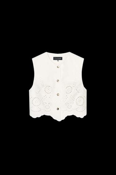 TOP WITH CUTWORK EMBROIDERY - White by Zara - Image 0