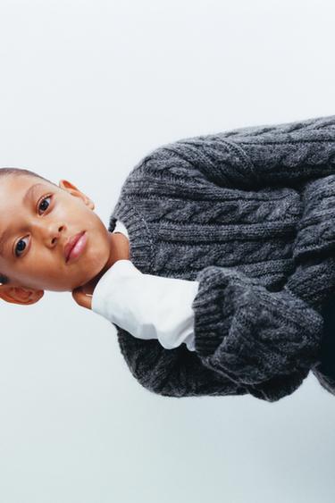 TRICOT KABELTRUI - Grijs gemêleerd van Zara - Afbeelding 0