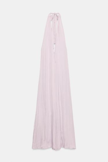 ROBE MIDI HALTER SATINÉE - Lilas de Zara - Image 2