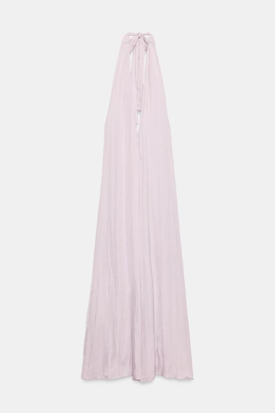 ROBE MIDI HALTER SATINÉE - Lilas de Zara - Image 2
