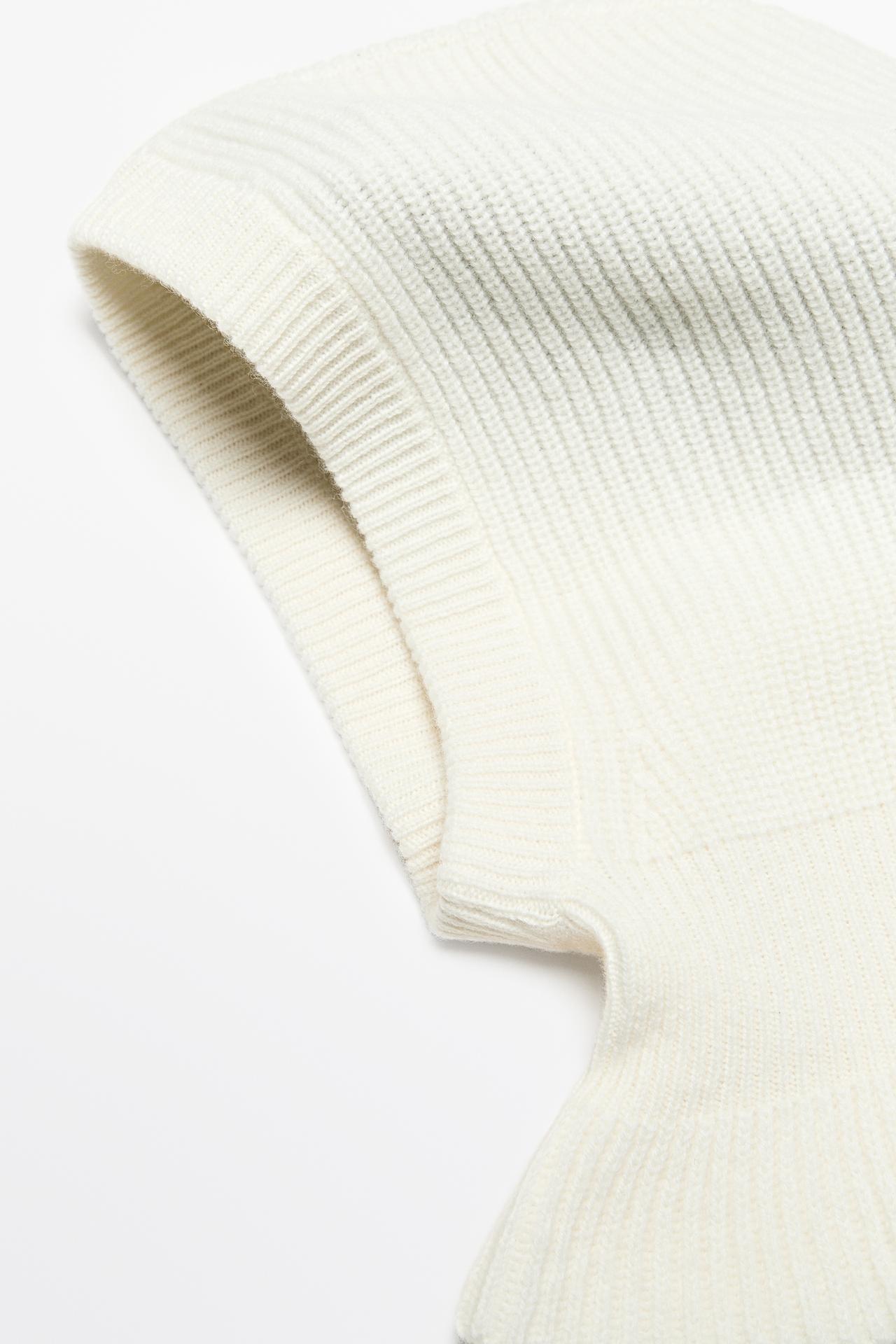 Wool Blend Knit Balaclava — Ecru