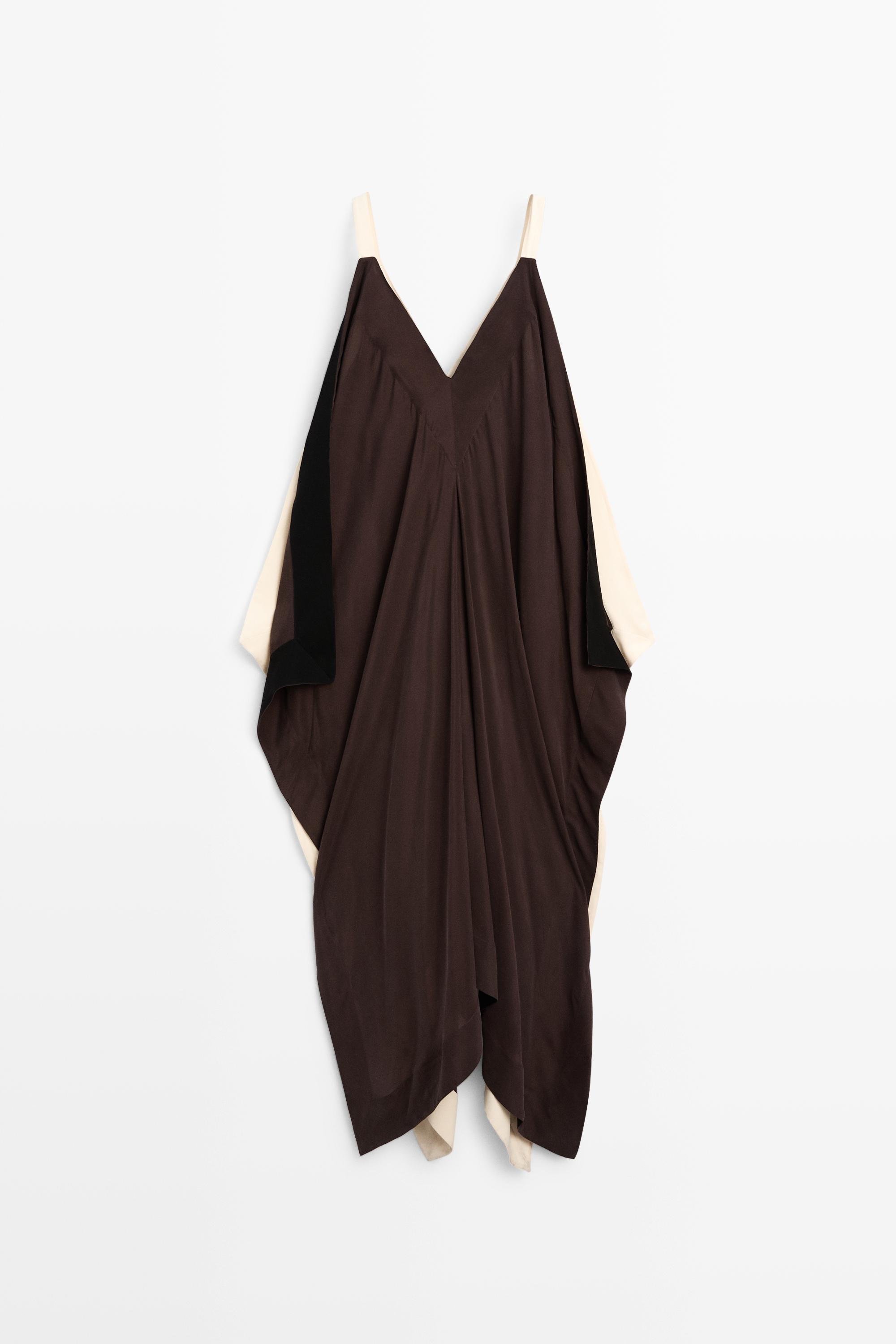Flowing midi dress with contrast trim detail