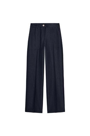STRAIGHT-LEG TROUSERS WITH SEAM DETAIL - Indigo by Zara