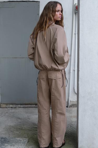 STRAIGHT-LEG TROUSERS WITH GATHERS - Dusty pink by Zara