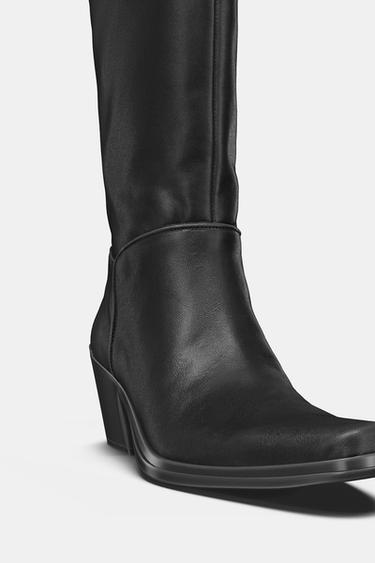 BOTTINES EN CUIR STYLE COW-BOY - Noir de Zara - Image 5