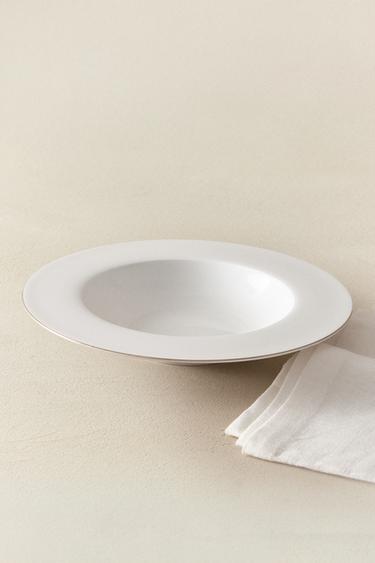 RIMMED BONE CHINA SOUP PLATE - Gold by Zara - Image 5