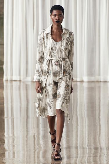ПЛАТЬЕ-РУБАШКА ИЗ 100% РАМИ С ПРИНТОМ — ZW COLLECTION — ЭКРЮ от Zara — изображение 0