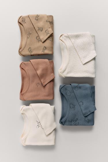 LOT DE CINQ BODYS ANIMAUX - Multicolore de Zara
