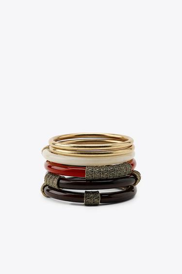PACK OF 6 MIXED RIGID BRACELETS - Golden by Zara