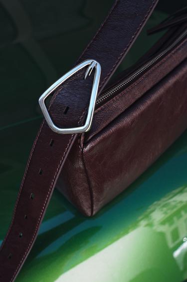 Zara BUCKLE SHOULDER BAG - Maroon - Image 0