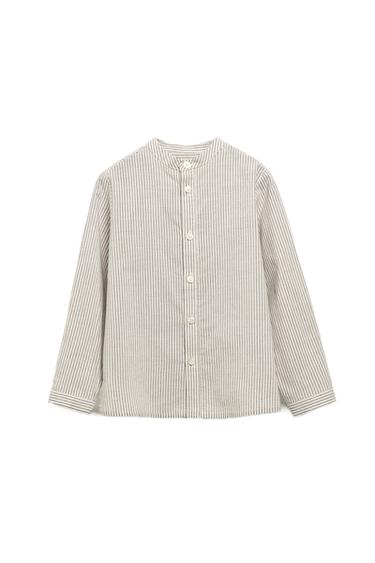 6-10 JAHRE/ GESTREIFTES HEMD MIT STEHKRAGEN – LIMITED EDITION - Braun/ Weiss von Zara