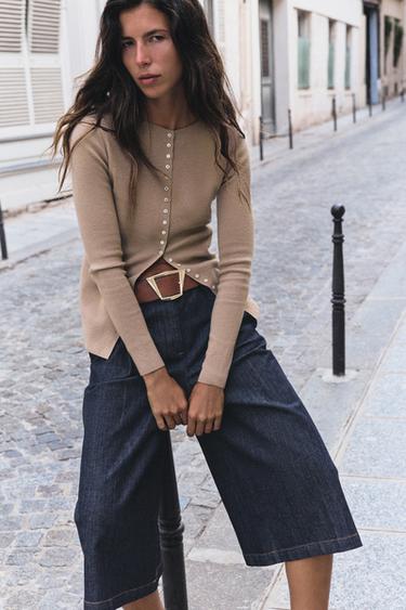 LONG BERMUDA SHORTS WITH DARTS AND BELT - Indigo by Zara