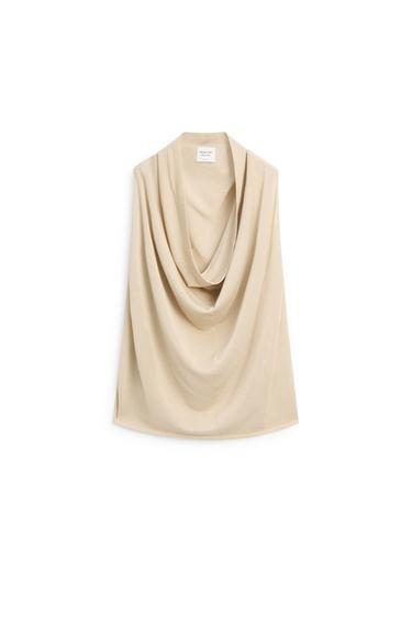 Zara Silk blend top with cowl neckline - LIMITED EDITION - Sand