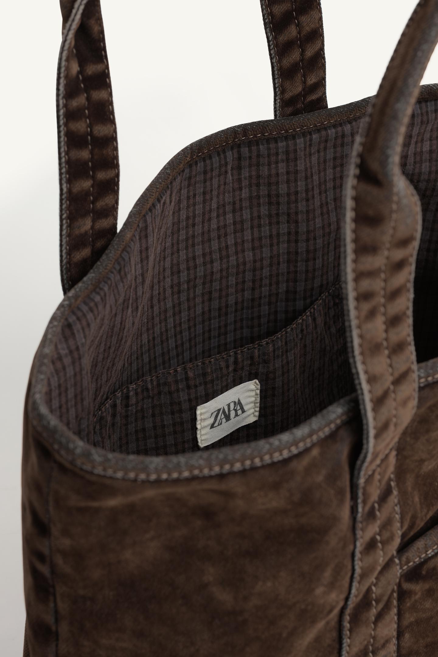 Детская сумка Zara Limited Edition Washed-Effect Shopper, цвет: Коричневый — фото 8