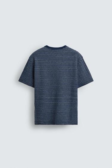 JACQUARD STRIPED T-SHIRT - Blue/White by Zara - Image 7