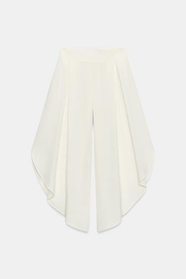 Zara FLOWY VENTED PANTS - Ecru