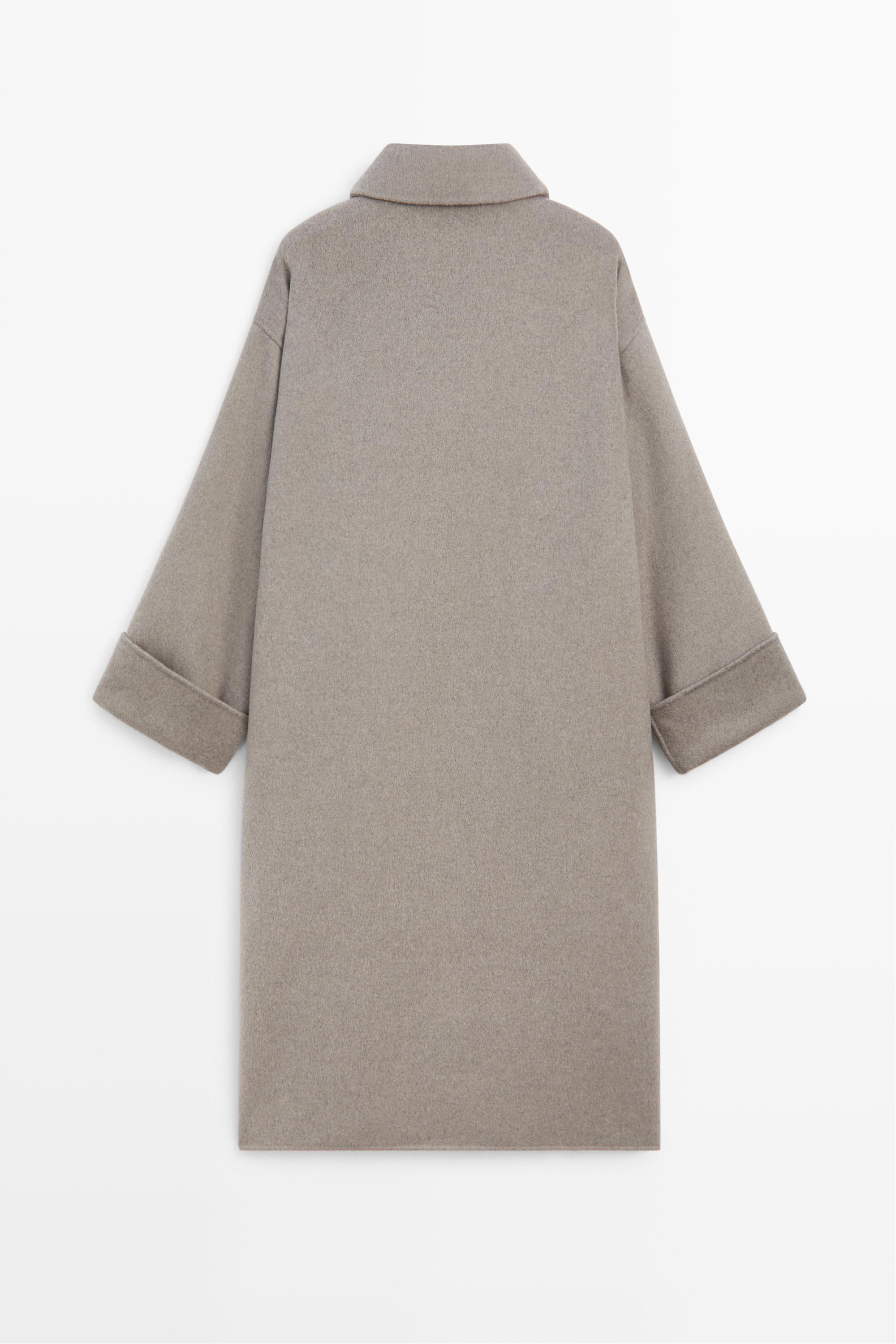 Long wool-blend coat with collar detail