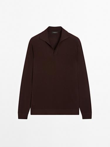 Zara Knit sweater with a polo collar - Burgundy