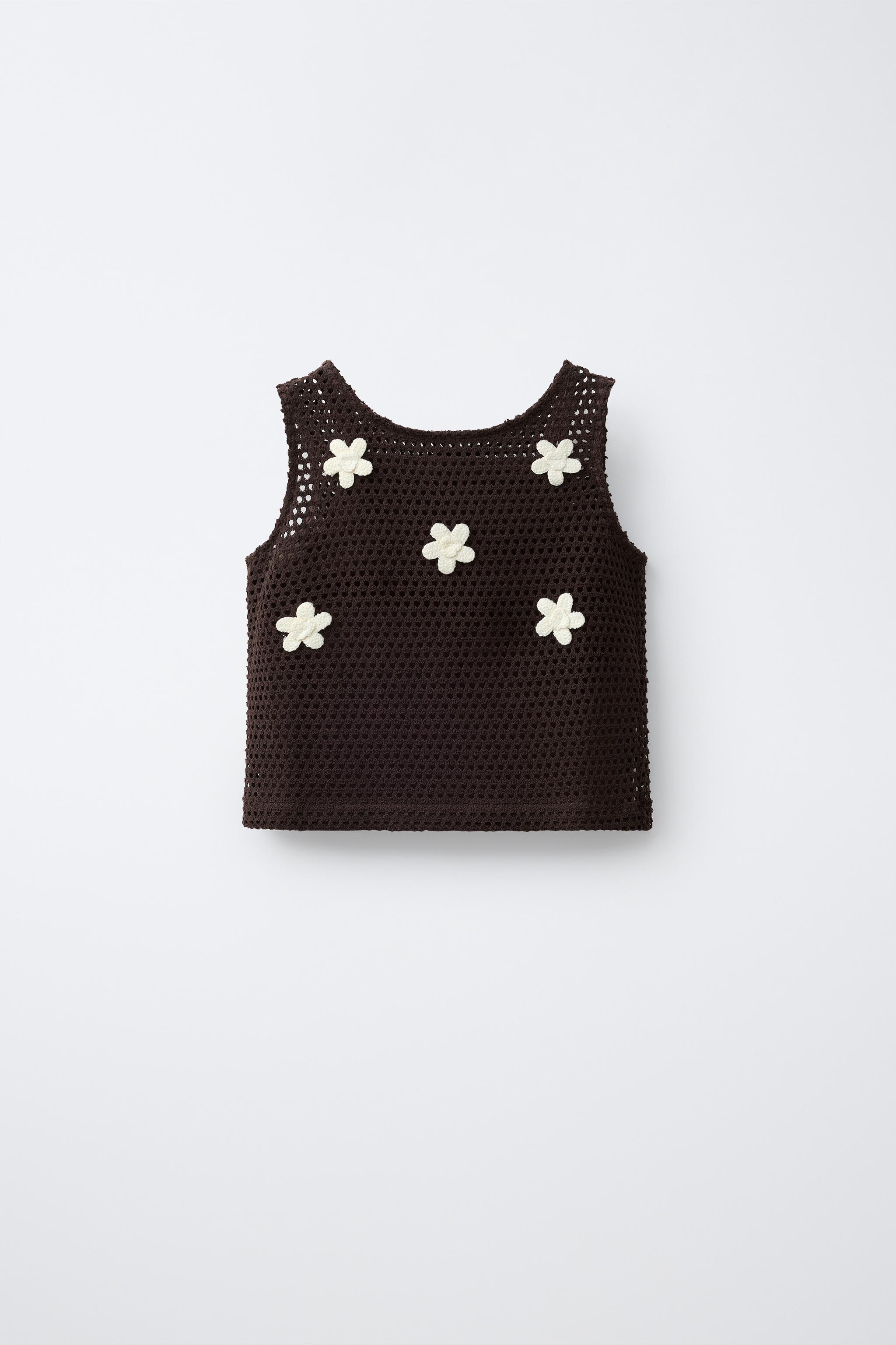 新品 ZARA フラワークロシェ ニットトップス Sサイズ ZARA - ZARA フラワークロシェ ニットトップス Mサイズ 完売品の通販