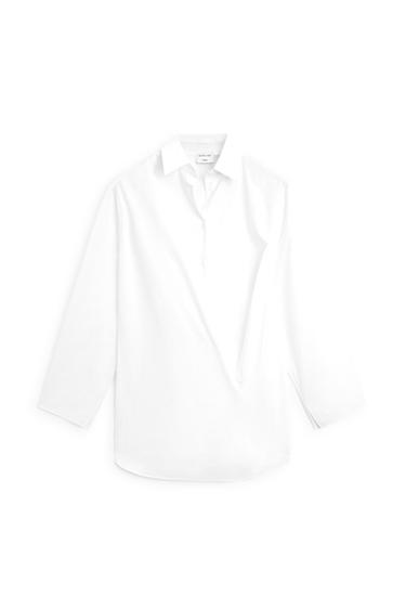 Chemise froncée 100 % coton - STUDIO - Blanc de Zara