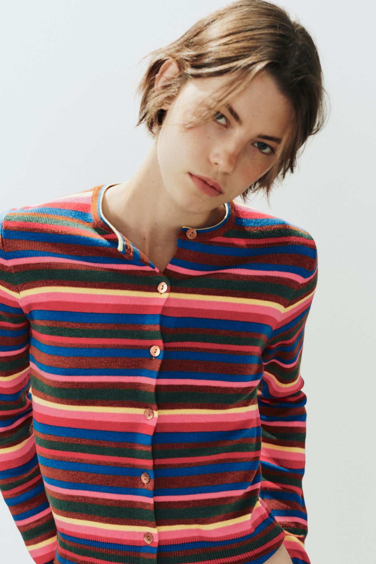 STRIPED CARDIGAN — Multicolored