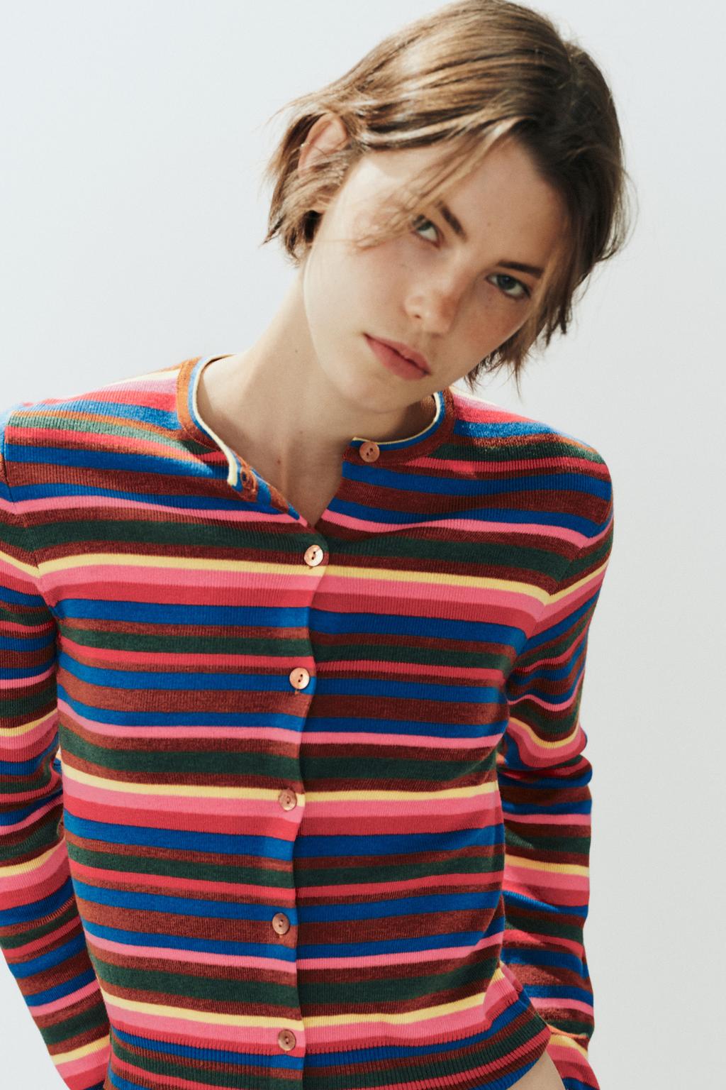 STRIPED KNIT CARDIGAN