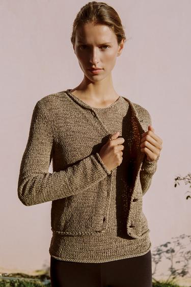 GILET EN GROSSE MAILLE - Marron foncé de Zara - Image 2