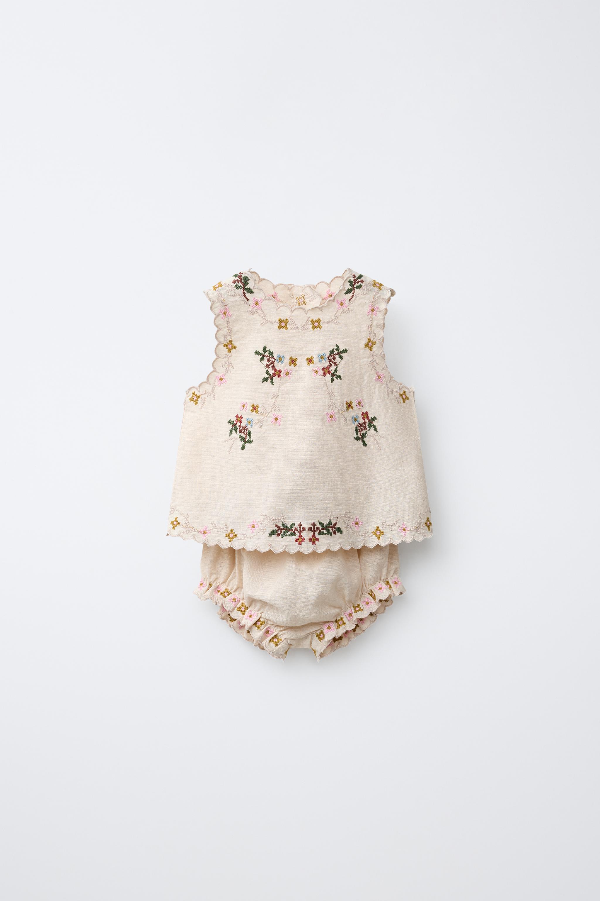 EMBROIDERED SHIRT AND BOTTOMS SET - Ecru | ZARA Canada