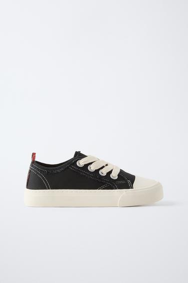 FRAYED COTTON TRAINERS - Black by Zara