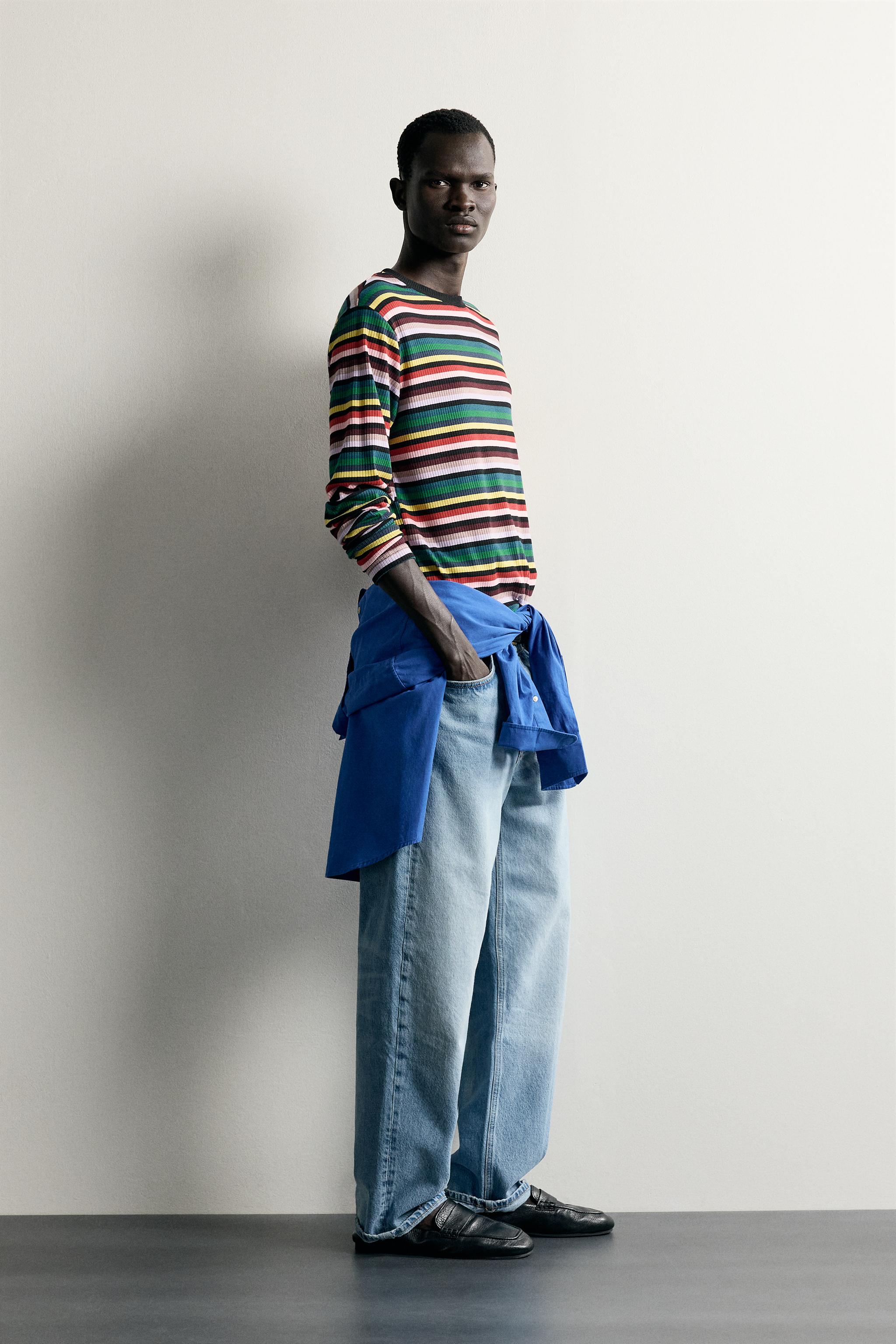 Zara RELAXED FIT ÇİZGİLİ T-SHIRT görsel 4