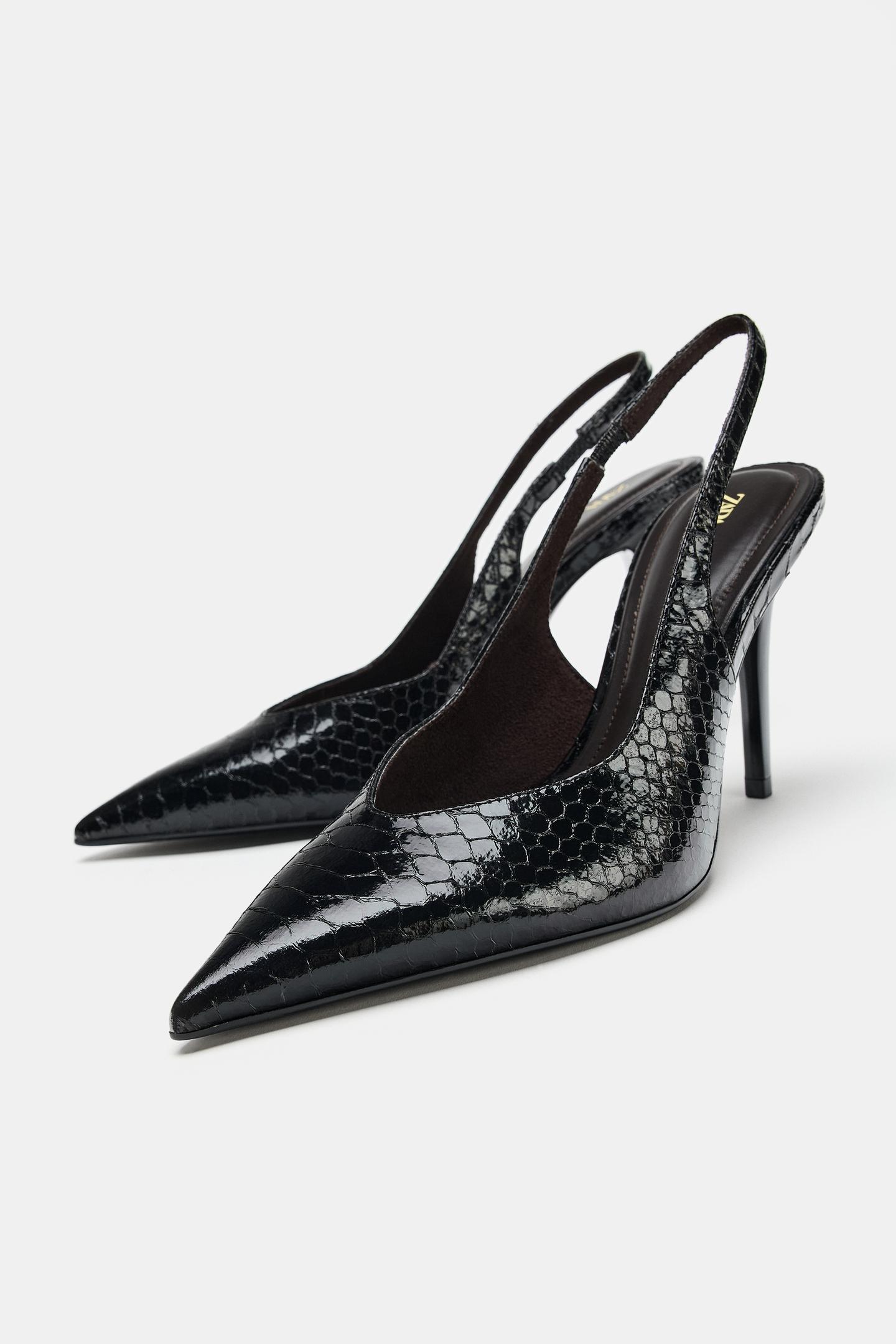 Женские туфли Zara Printed Slingback Heels, цвет: Чёрный — фото 3