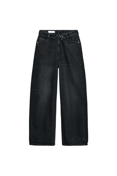 JEANS MET OPGESLAGEN TAILLE TRF HALFHOGE TAILLE - Zwart van Zara