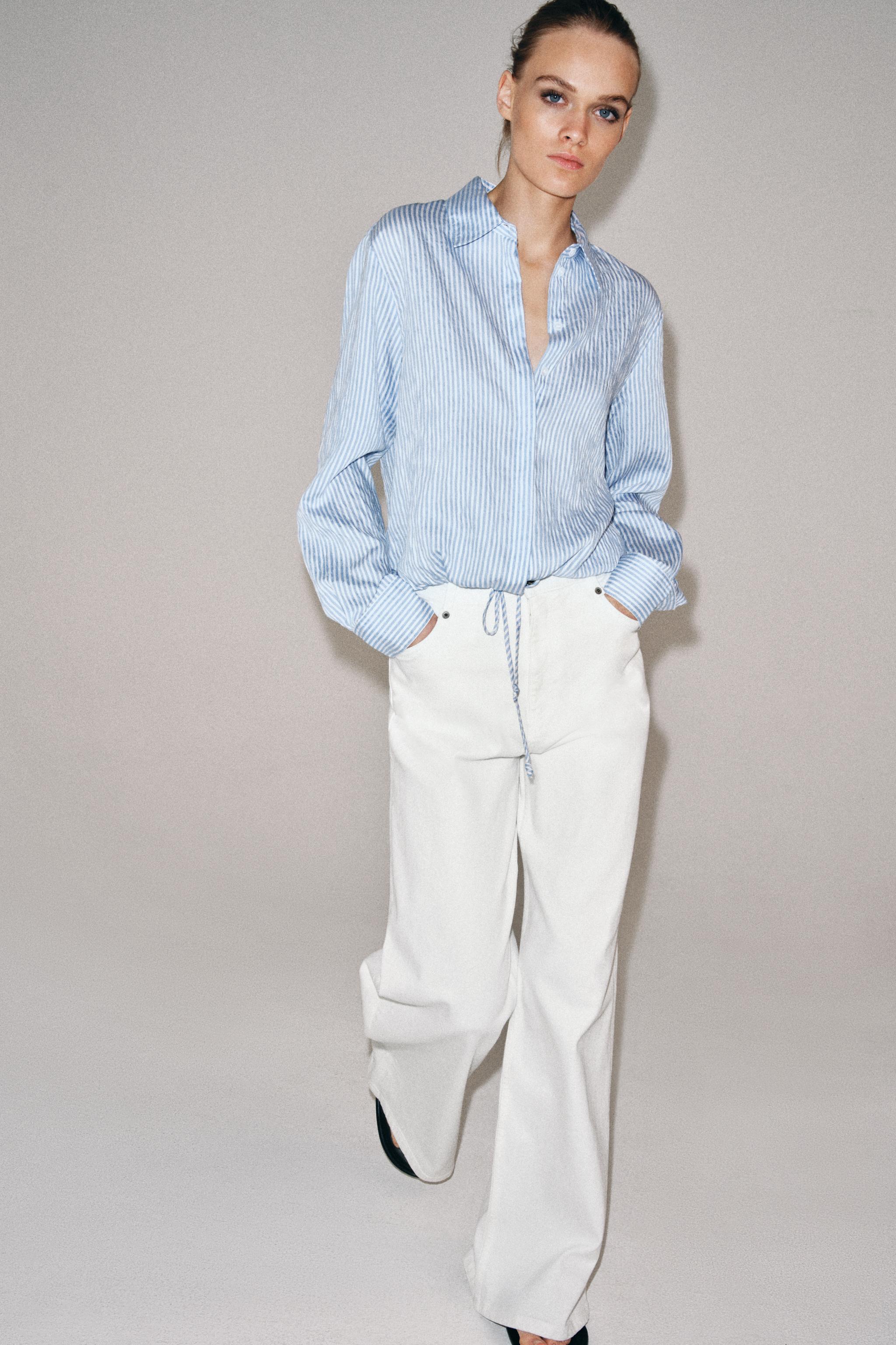 CHEMISE À RAYURES AVEC LIENS ZW COLLECTION