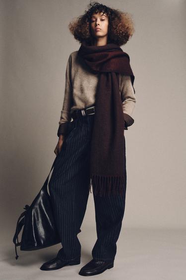 ZW COLLECTION MID-WAIST STRIPED BALLOON JEANS - Blue by Zara