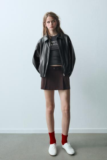 LEATHER EFFECT JACKET WITH POCKETS - Black by Zara