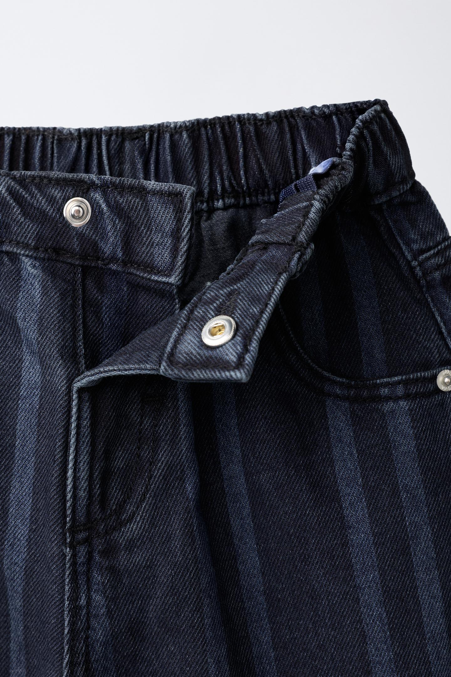 Детские джинсы Zara Snoopy Peanuts™ Striped Baggy, цвет: Полуночный синий — фото 4