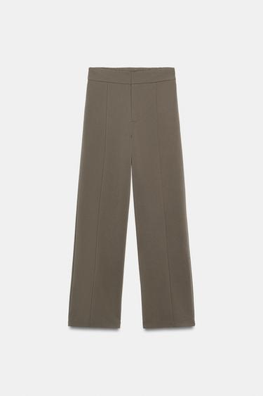 STRAIGHT-LEG TROUSERS WITH FRONT SEAM - Khaki by Zara