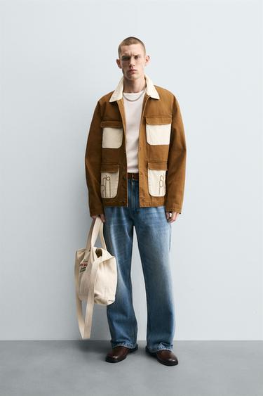 CONTRAST POCKET JACKET - Beige-brown by Zara - Image 0
