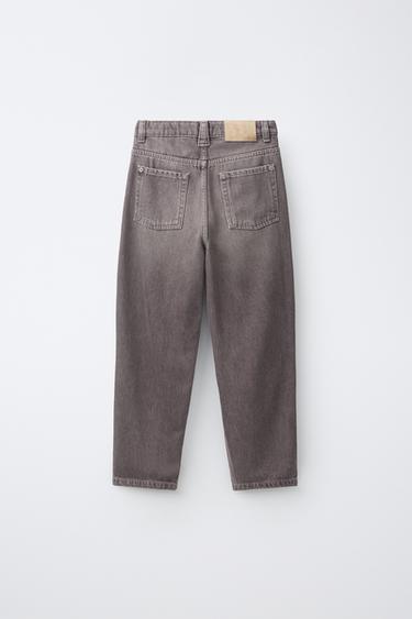 WASHED EFFECT LOOSE-FIT JEANS — Wine 2