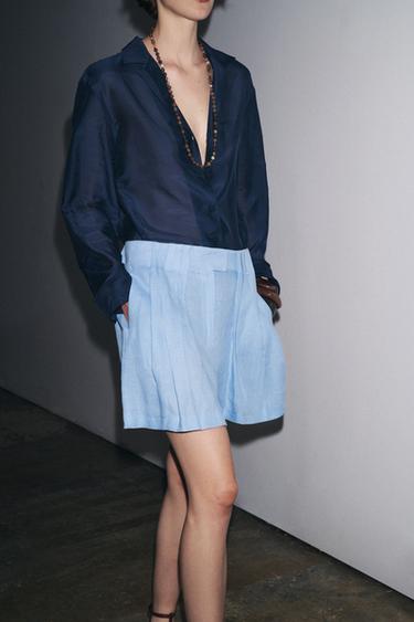 ZW COLLECTION SILK SHIRT - Ink blue by Zara - Image 6