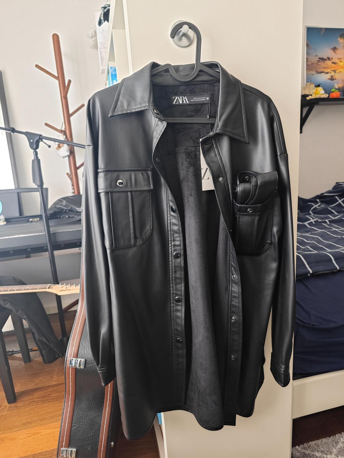 FAUX LEATHER LONG OVERSHIRT - Image 5